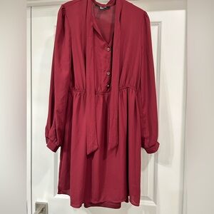 Forever 21 Red Tie-Neck Midi Dress